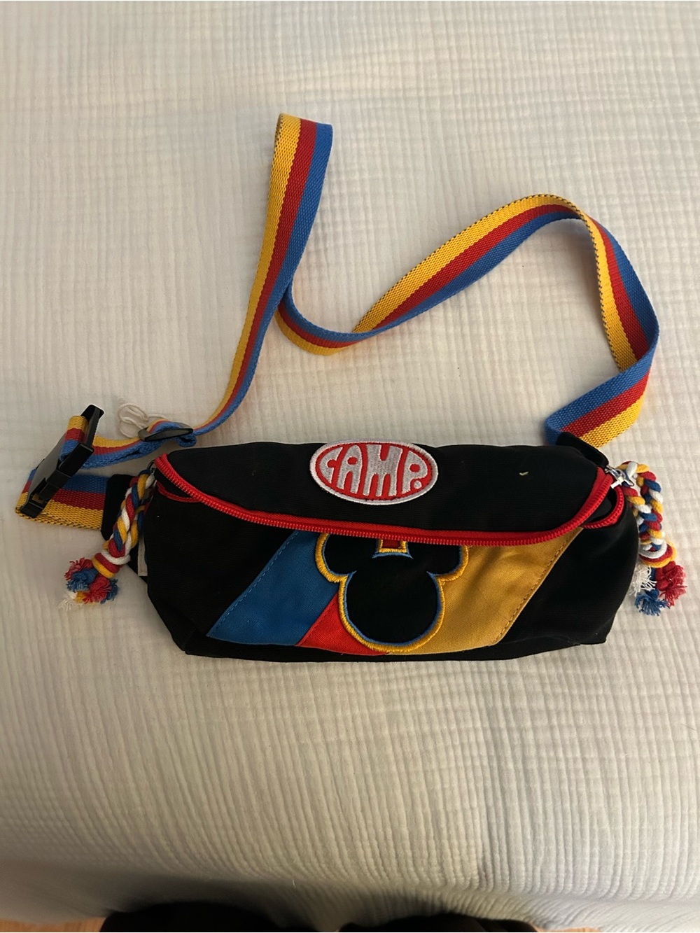 Kids Black Crossbody Bag with Colorful Stripe Accents - Mickey Mouse/CAMP store